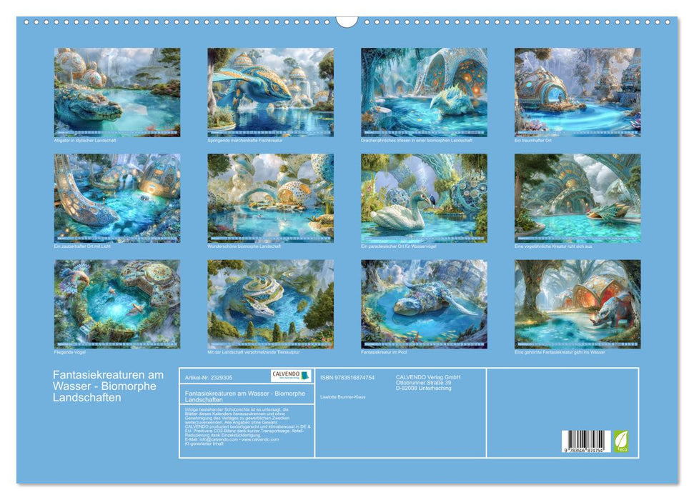 Fantasiekreaturen am Wasser - Biomorphe Landschaften (CALVENDO Wandkalender 2027)