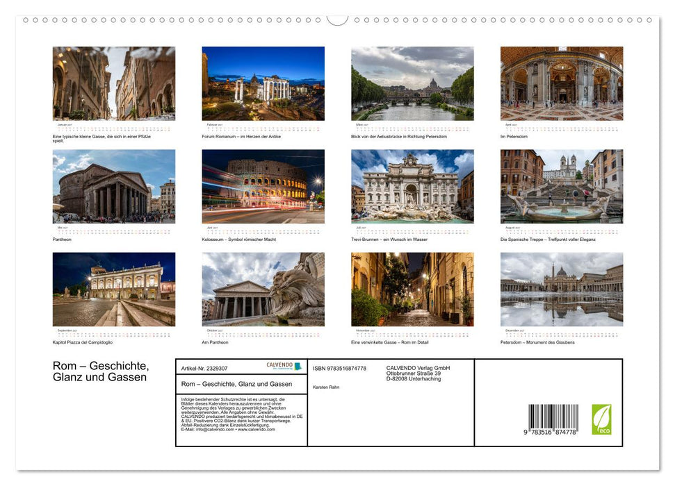 Rom – Geschichte, Glanz und Gassen (CALVENDO Premium Wandkalender 2027)