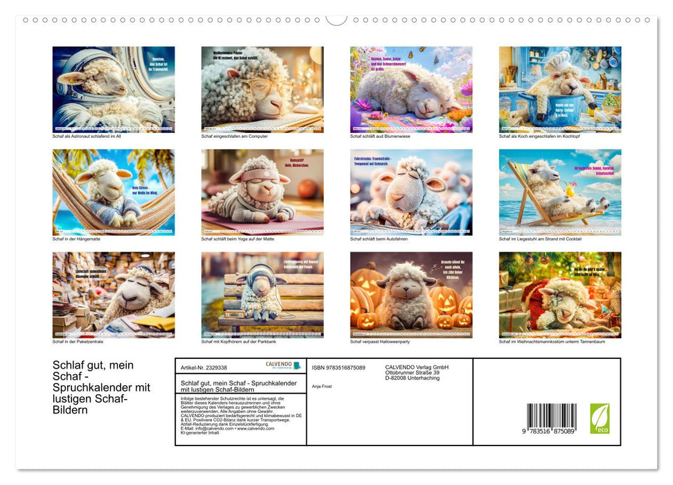Schlaf gut, mein Schaf - Spruchkalender mit lustigen Schaf-Bildern (CALVENDO Premium Wandkalender 2027)