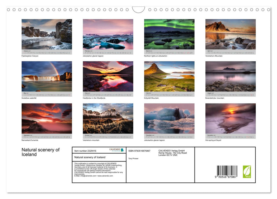 Natural scenery of Iceland (CALVENDO Monthly Calendar 2027)