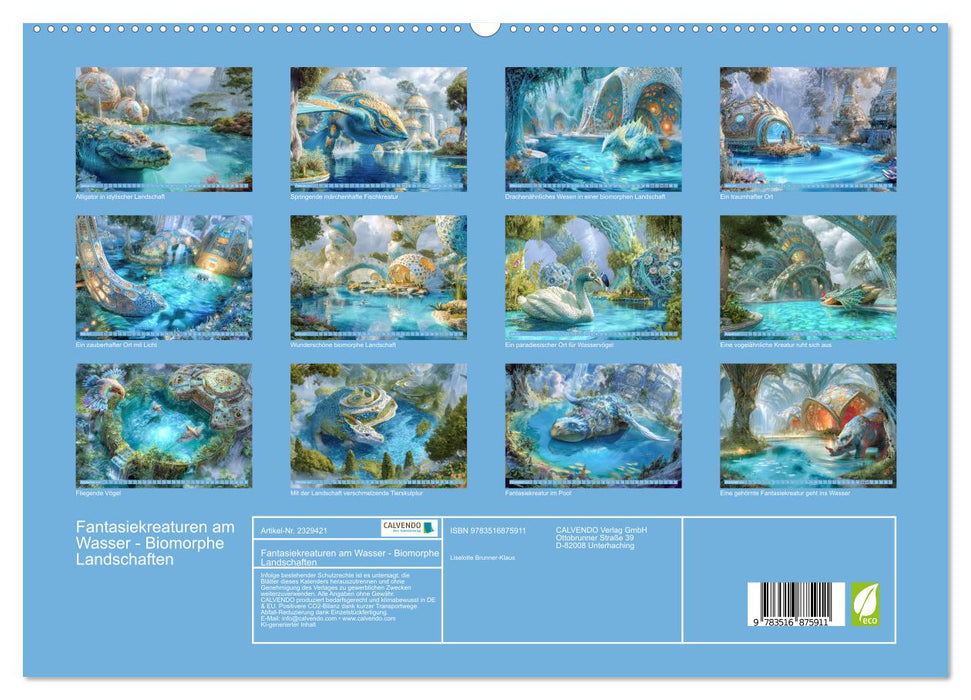 Fantasiekreaturen am Wasser - Biomorphe Landschaften (CALVENDO Premium Wandkalender 2027)