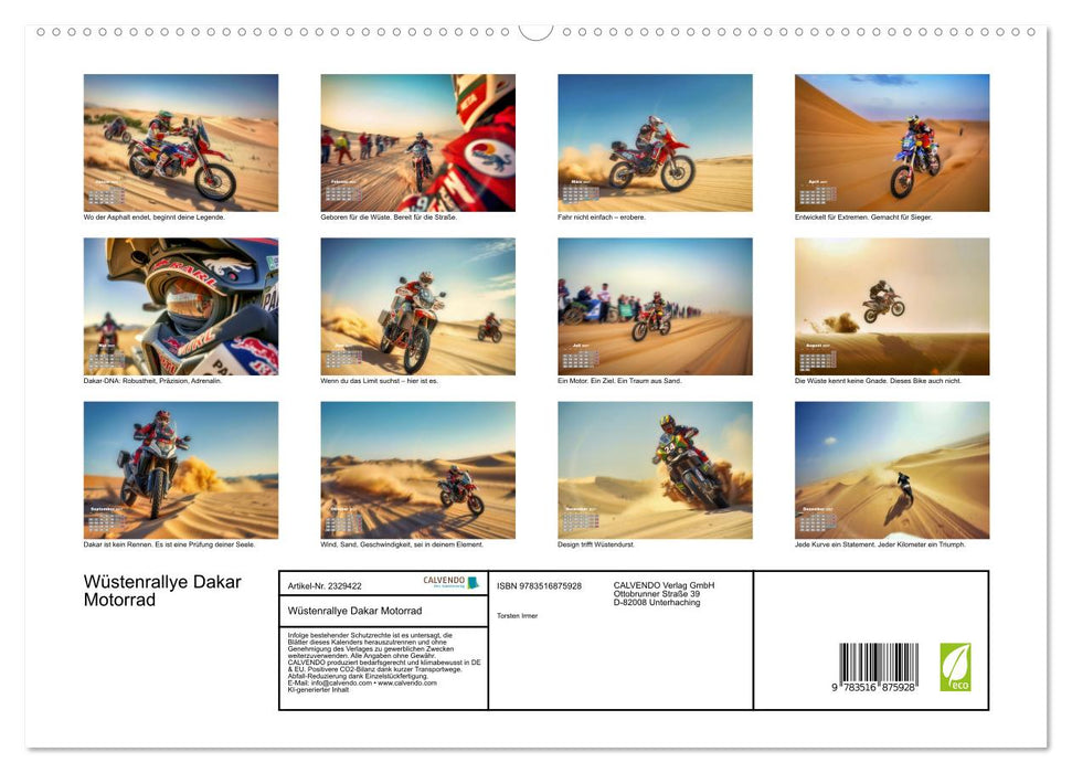 Wüstenrallye Dakar Motorrad (CALVENDO Premium Wandkalender 2027)