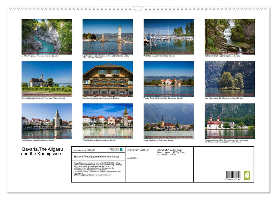 Bavaria.The Allgaeu and the Koenigssse (CALVENDO Monthly Calendar 2027)