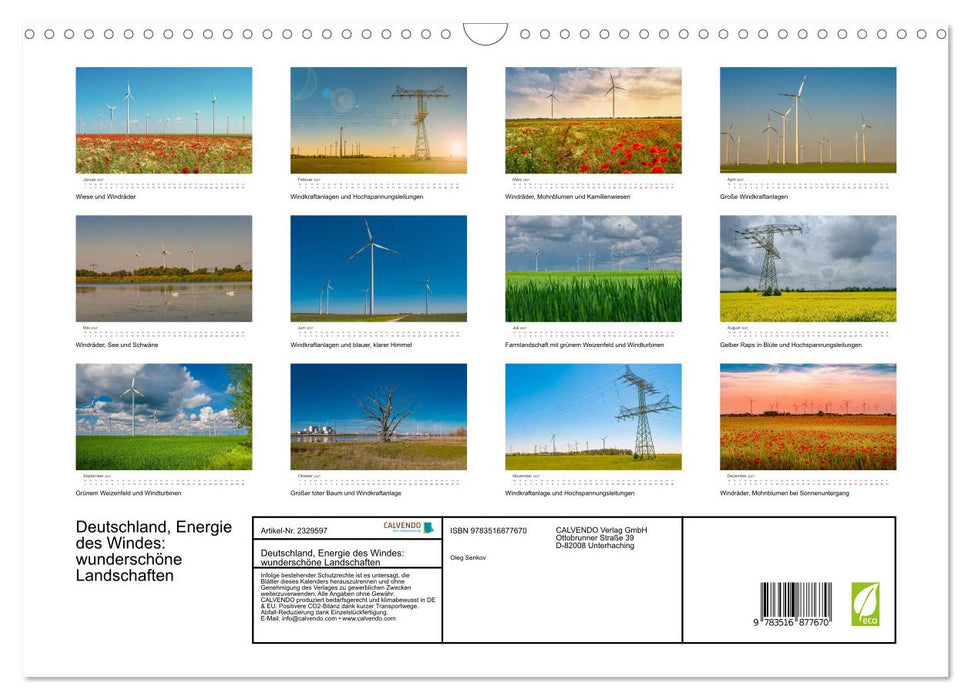 Deutschland, Energie des Windes: wunderschöne Landschaften (CALVENDO Wandkalender 2027)