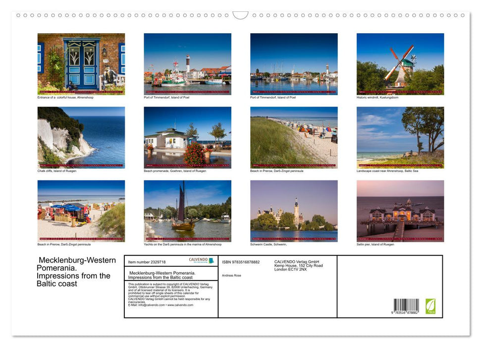 Mecklenburg-Western Pomerania. Impressions from the Baltic coast (CALVENDO Monthly Calendar 2027)