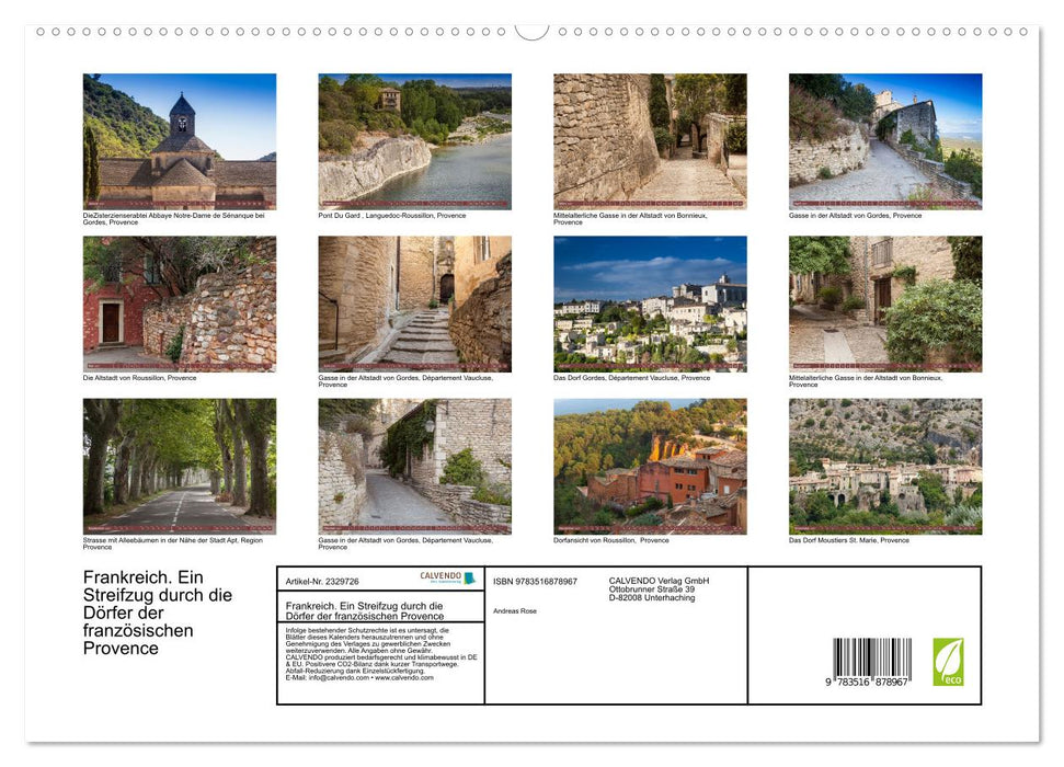 Frankreich. Ein Streifzug durch die Dörfer der französischen Provence (CALVENDO Premium Wandkalender 2027)
