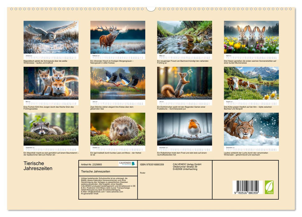 Tierische Jahreszeiten (CALVENDO Premium Wandkalender 2027)