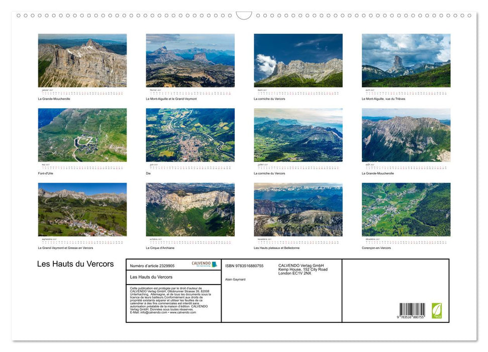 Les Hauts du Vercors (CALVENDO Calendrier mensuel 2027)