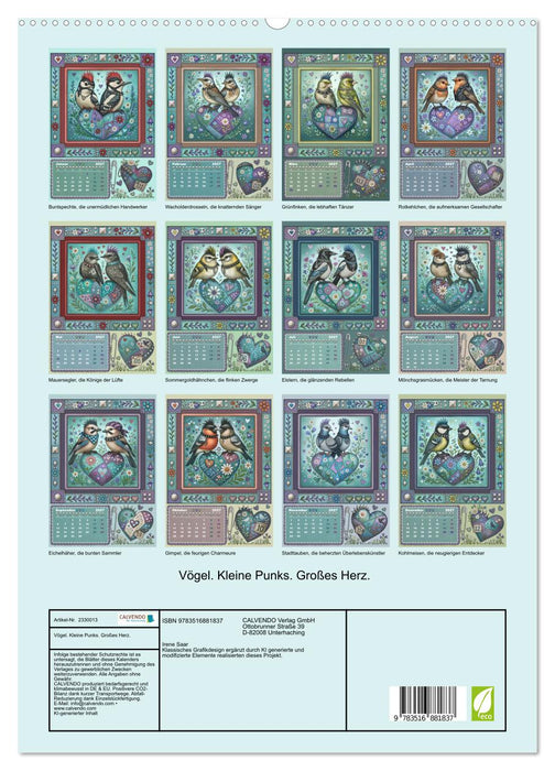 Vögel. Kleine Punks. Großes Herz. (CALVENDO Premium Wandkalender 2027)