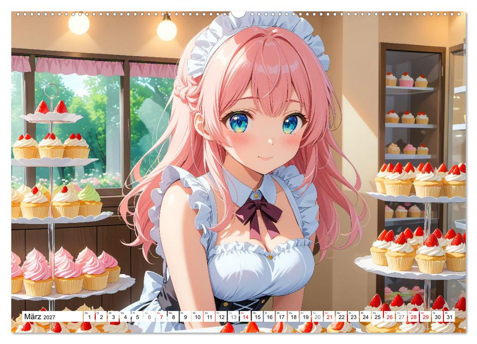 Manga Café Träume - Kawaii Anime-Kalender voller süßer Momente (CALVENDO Premium Wandkalender 2027)
