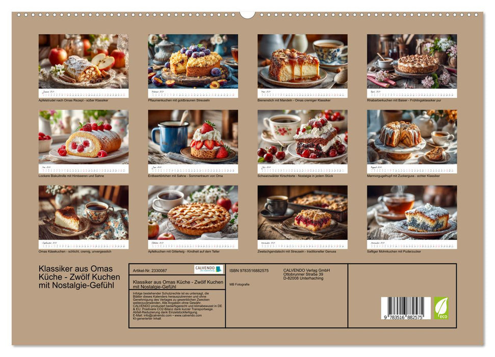 Klassiker aus Omas Küche - Zwölf Kuchen mit Nostalgie-Gefühl (CALVENDO Premium Wandkalender 2027)