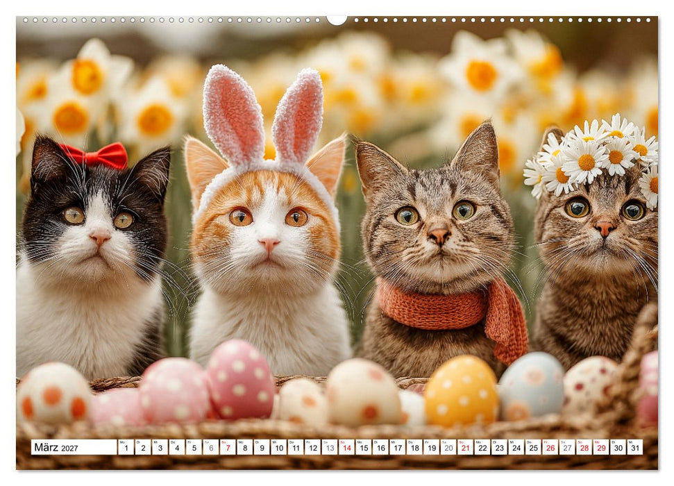 Katzenkalender - Süße Katzen begleiten dich durch alle Jahreszeiten (CALVENDO Premium Wandkalender 2027)