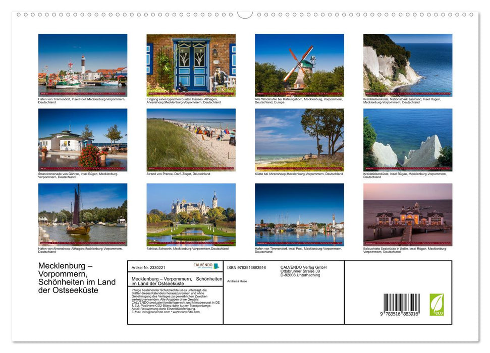 Mecklenburg – Vorpommern, Schönheiten im Land der Ostseeküste (CALVENDO Premium Wandkalender 2027)