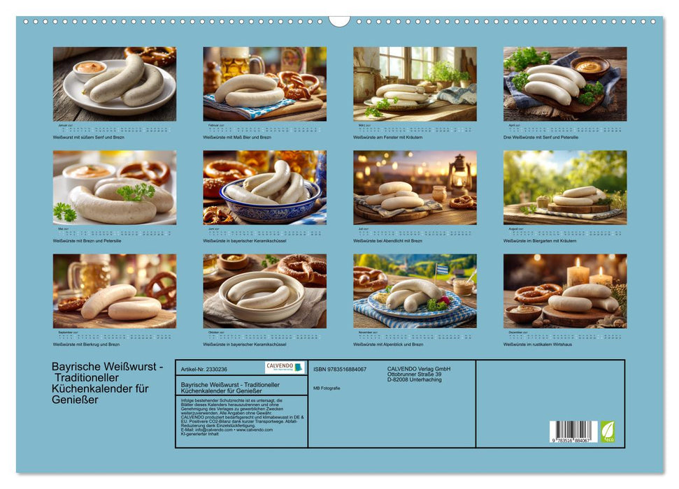 Bayrische Weißwurst - Traditioneller Küchenkalender für Genießer (CALVENDO Wandkalender 2027)