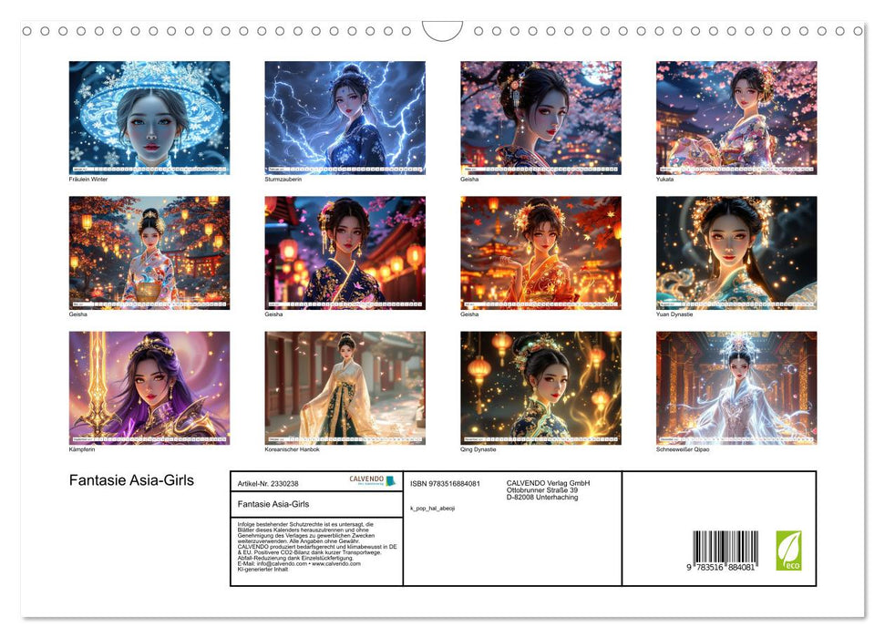 Fantasie Asia-Girls (CALVENDO Wandkalender 2027)