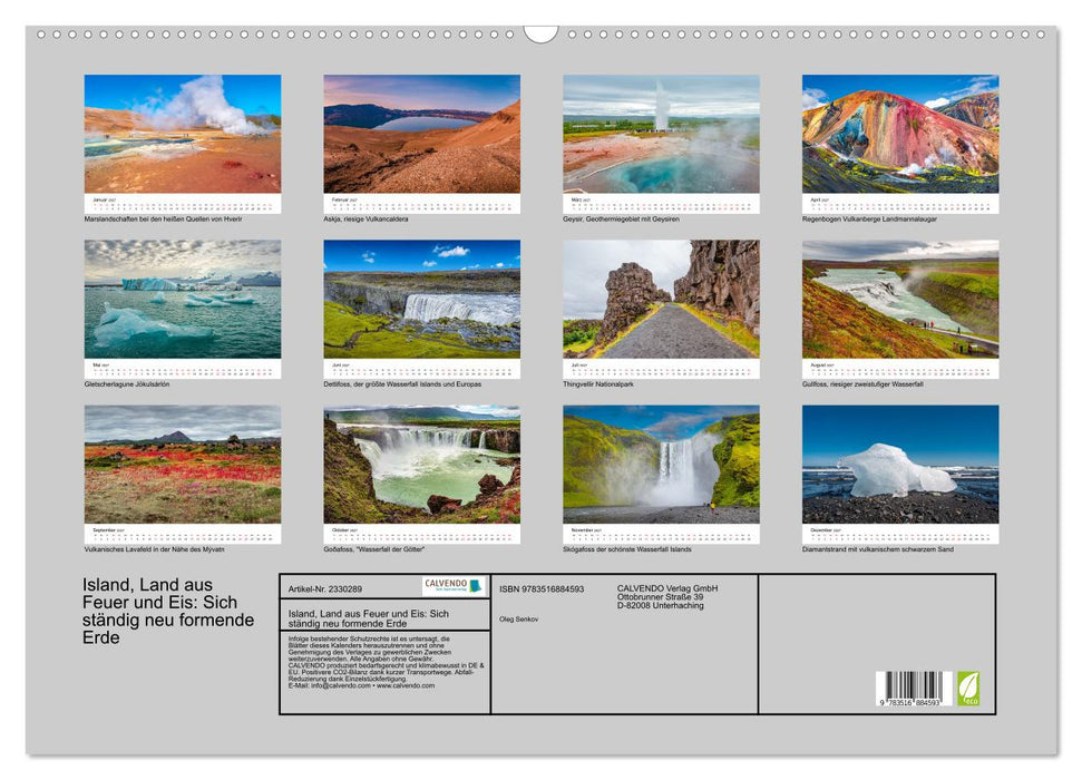 Island, Land aus Feuer und Eis: Sich ständig neu formende Erde (CALVENDO Wandkalender 2027)
