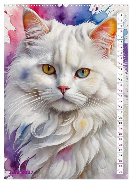 KATZENKALENDER - Aquarell Katzenportraits für Katzenliebhaber (CALVENDO Wandkalender 2027)