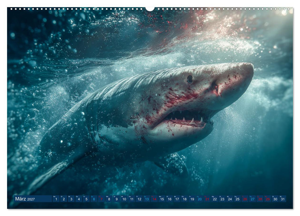 Hai Kalender - Mächtige Haie der Ozeane und geheimnisvollen Unterwasserwelt (CALVENDO Wandkalender 2027)