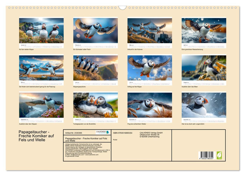 Papageitaucher - Freche Komiker auf Fels und Welle (CALVENDO Wandkalender 2027)