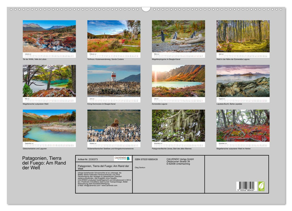 Patagonien, Tierra del Fuego: Am Rand der Welt (CALVENDO Wandkalender 2027)