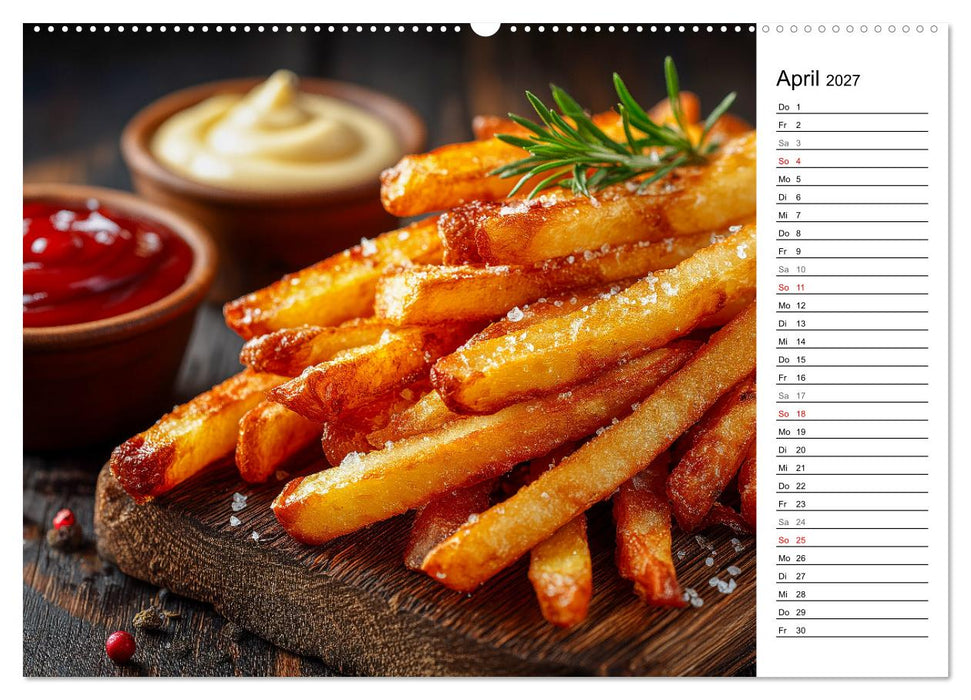Pommes Rot-Weiß - Fastfood-Humor mit knusprigen Fritten, Ketchup und Mayo (CALVENDO Wandkalender 2027)