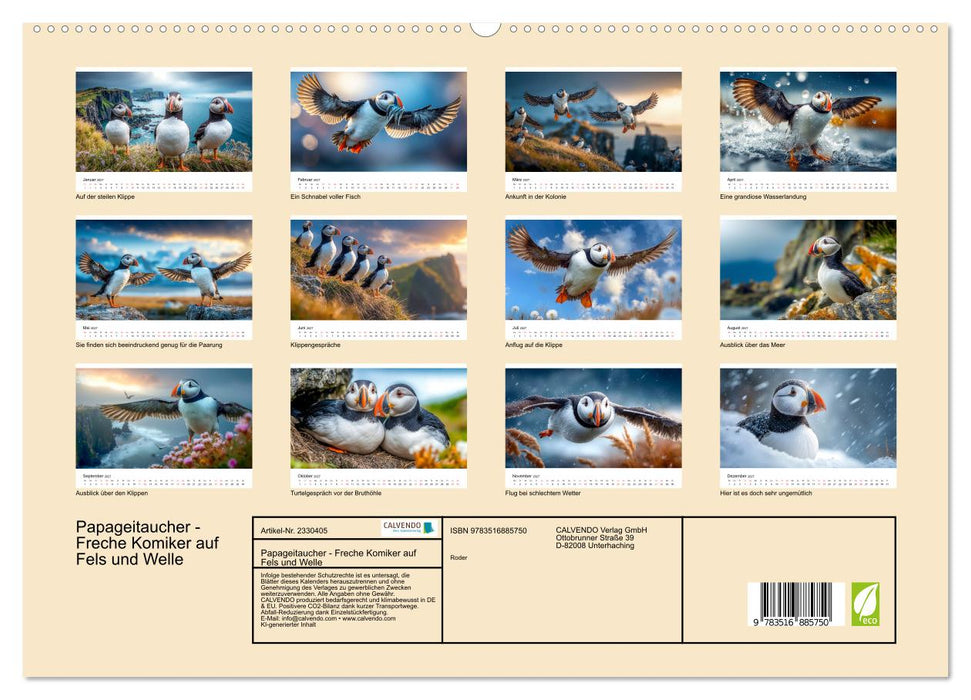 Papageitaucher - Freche Komiker auf Fels und Welle (CALVENDO Premium Wandkalender 2027)