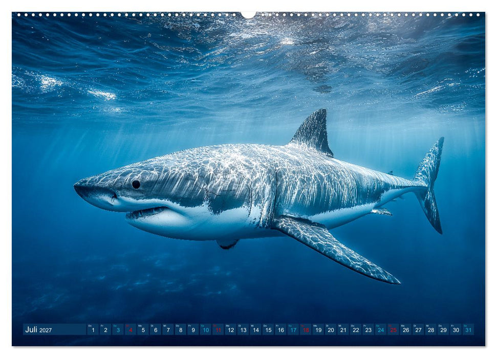 Hai Kalender - Mächtige Haie der Ozeane und geheimnisvollen Unterwasserwelt (CALVENDO Premium Wandkalender 2027)