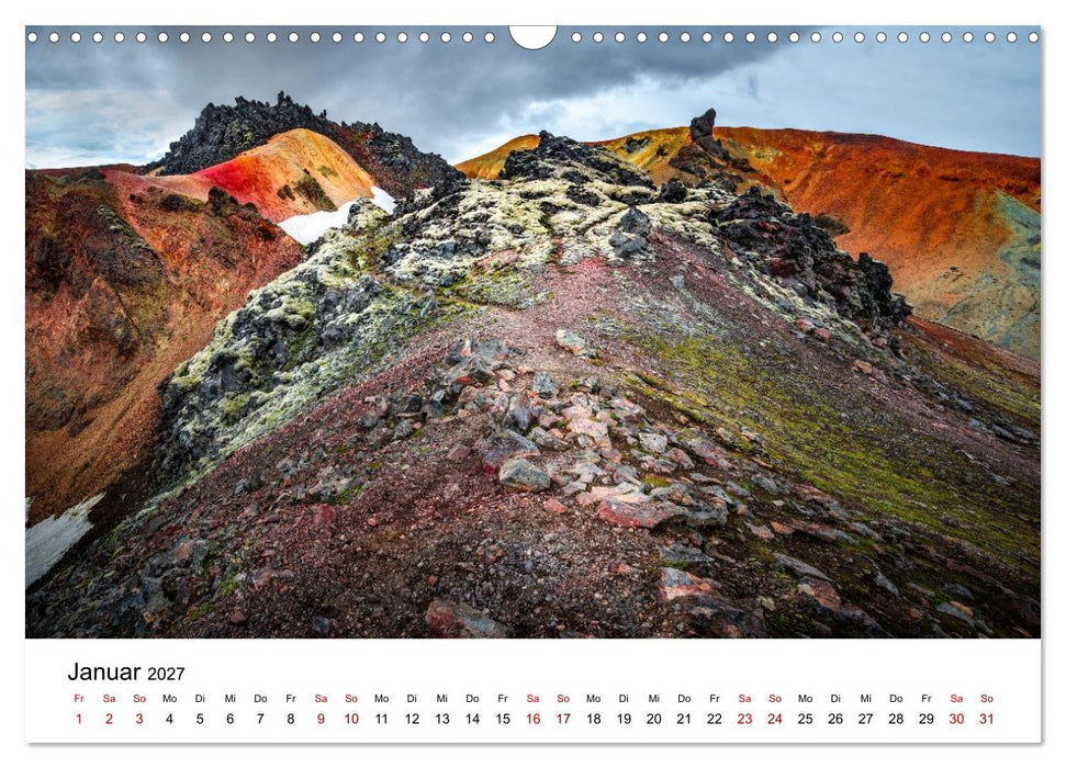Island, Landmannalaugar: Regenbogenberge (CALVENDO Wandkalender 2027)