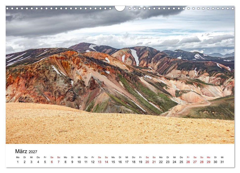 Island, Landmannalaugar: Regenbogenberge (CALVENDO Wandkalender 2027)