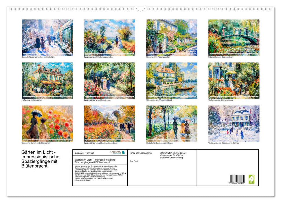 Gärten im Licht - Impressionistische Spaziergänge mit Blütenpracht (CALVENDO Wandkalender 2027)