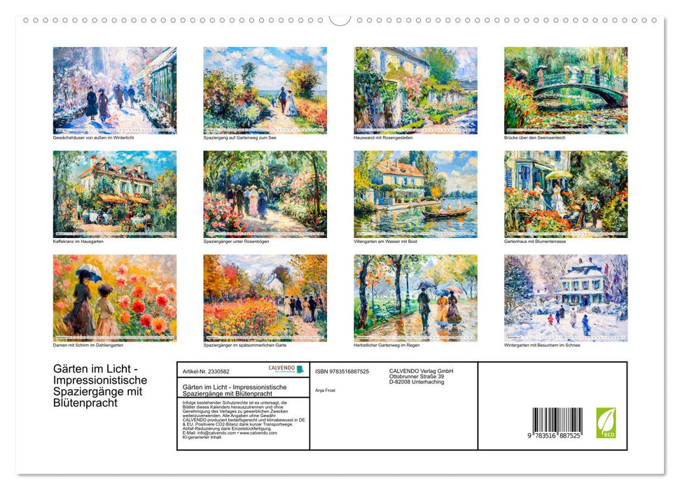Gärten im Licht - Impressionistische Spaziergänge mit Blütenpracht (CALVENDO Premium Wandkalender 2027)