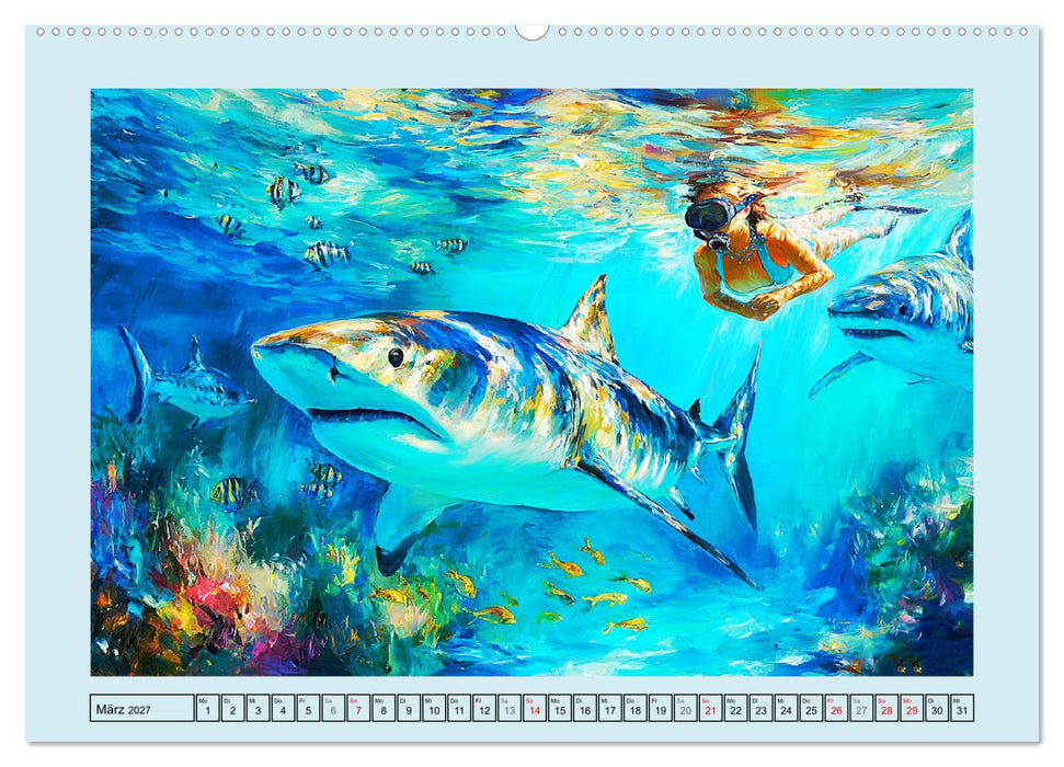 Im Tanz der Haie. Seelenströmung zwischen Mensch und Meer (CALVENDO Wandkalender 2027)