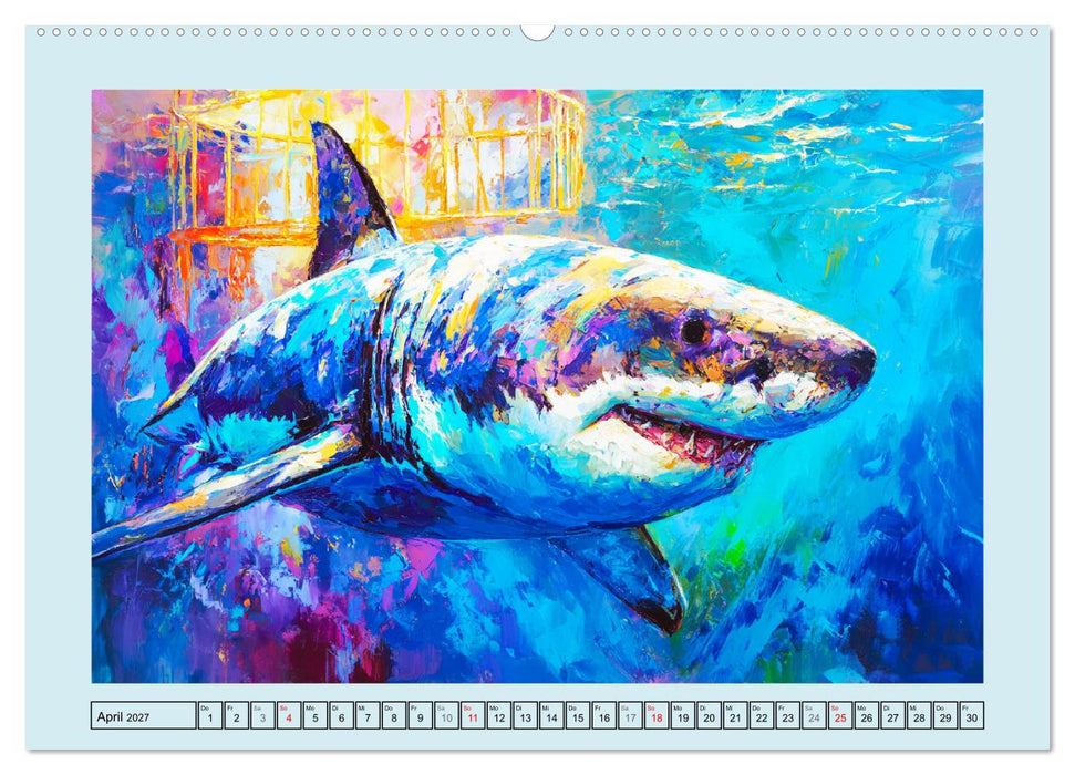 Im Tanz der Haie. Seelenströmung zwischen Mensch und Meer (CALVENDO Premium Wandkalender 2027)