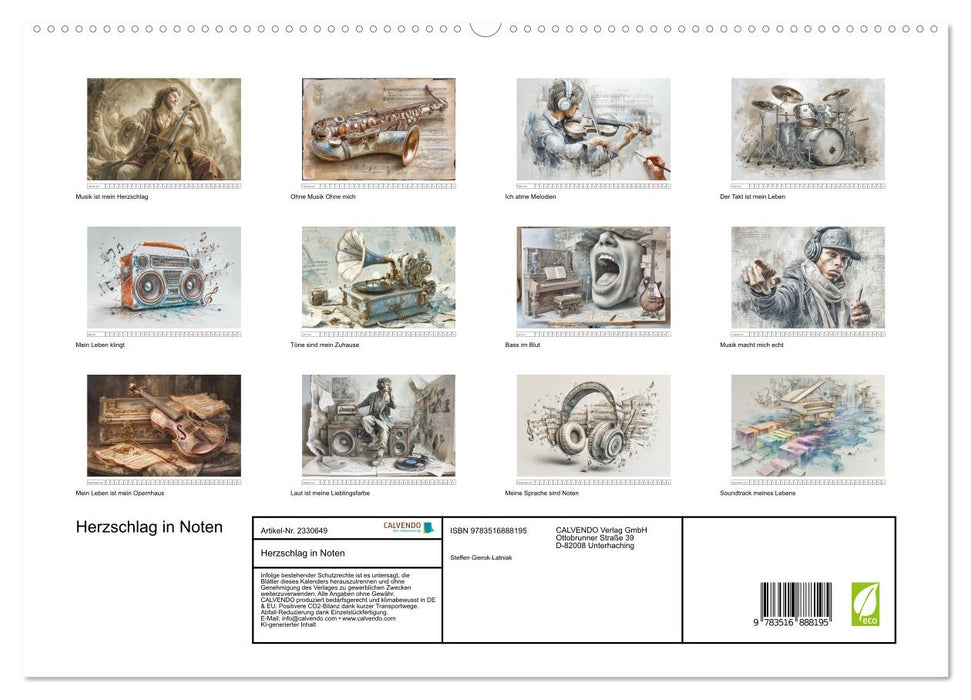 Herzschlag in Noten (CALVENDO Premium Wandkalender 2027)