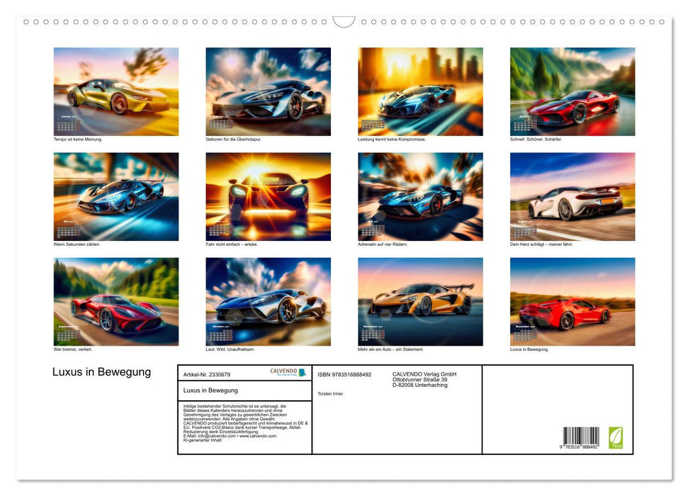 Luxus in Bewegung (CALVENDO Wandkalender 2027)