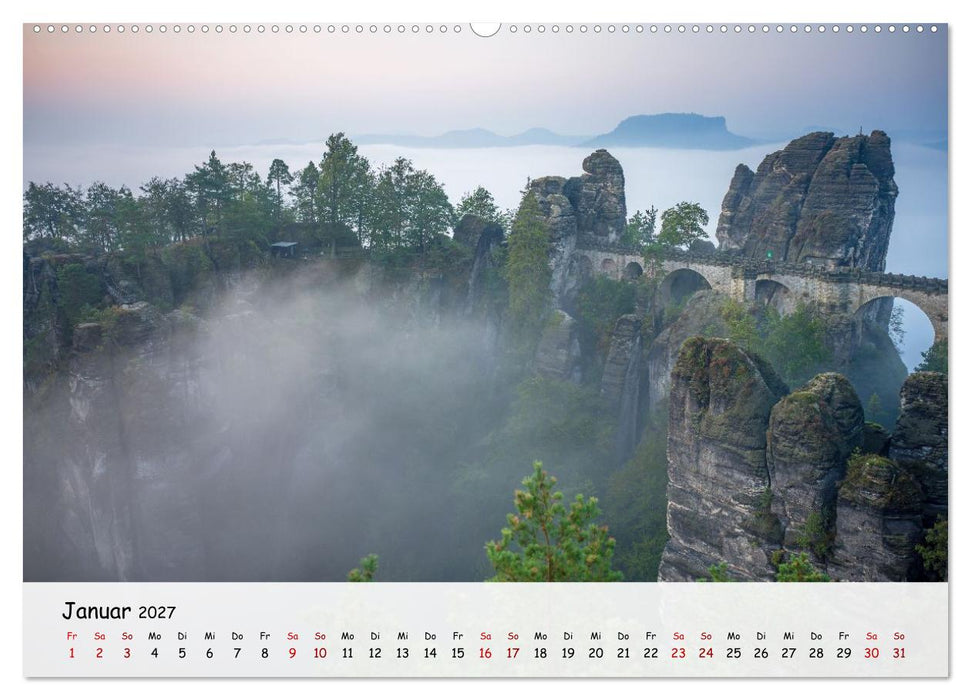 Sächsische Schweiz - Beeindruckende Felsen und unberührte Natur (CALVENDO Premium Wandkalender 2027)