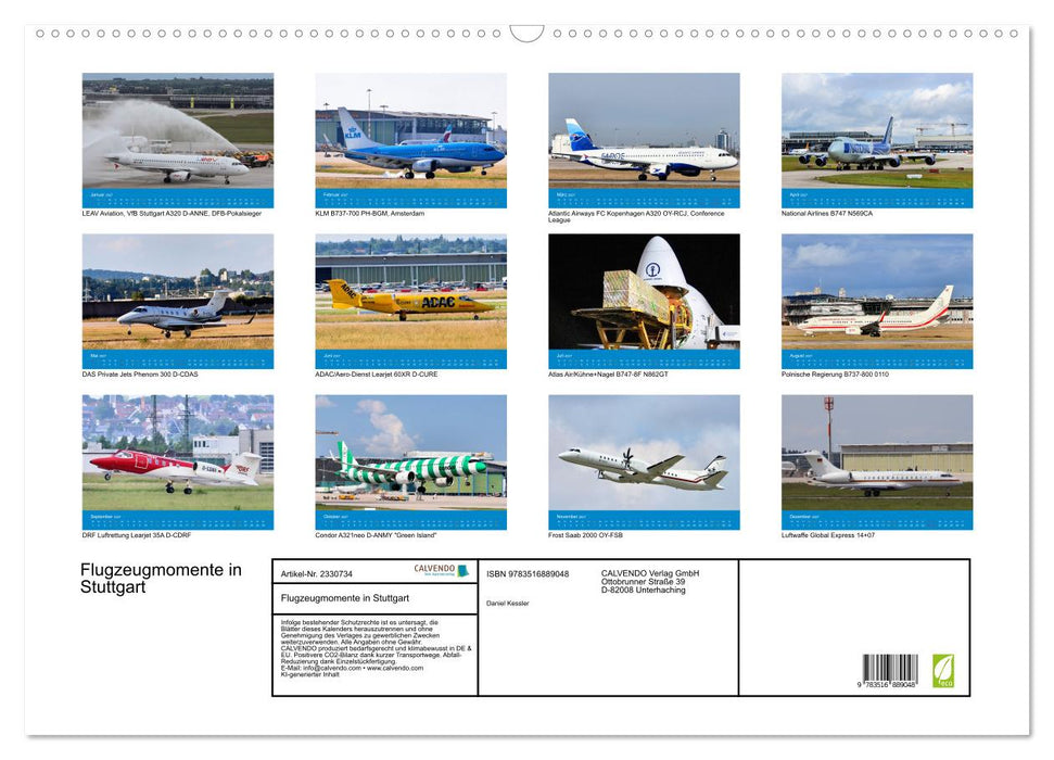 Flugzeugmomente in Stuttgart (CALVENDO Wandkalender 2027)