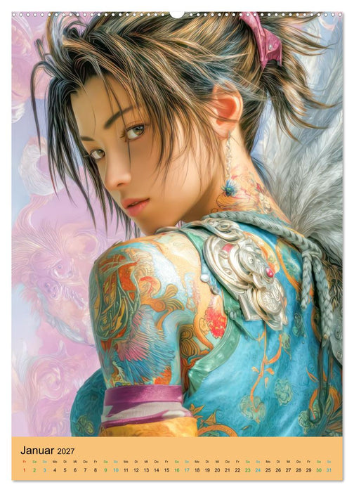 Taatoo Frauen - Inspiriert von der Manga-Ästhetik (CALVENDO Wandkalender 2027)