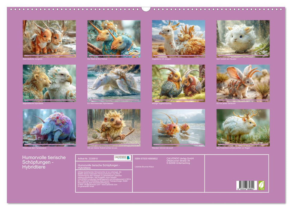Humorvolle tierische Schöpfungen - Hybridtiere (CALVENDO Wandkalender 2027)