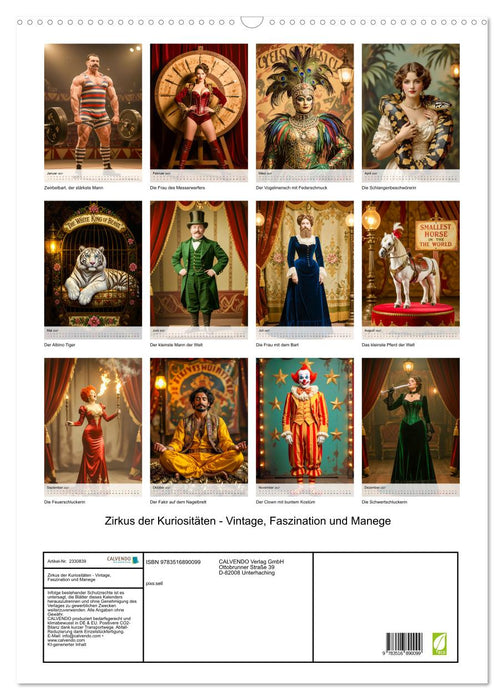 Zirkus der Kuriositäten - Vintage, Faszination und Manege (CALVENDO Wandkalender 2027)