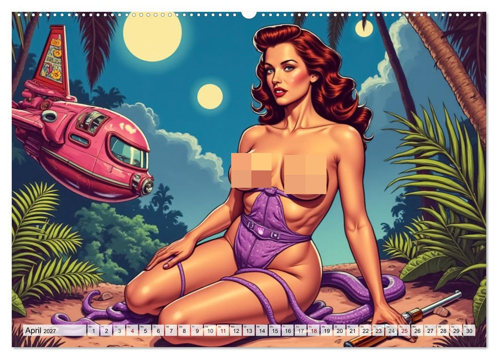Retro Space Girls - Spicy Galactic Fantasies (CALVENDO Wandkalender 2027)