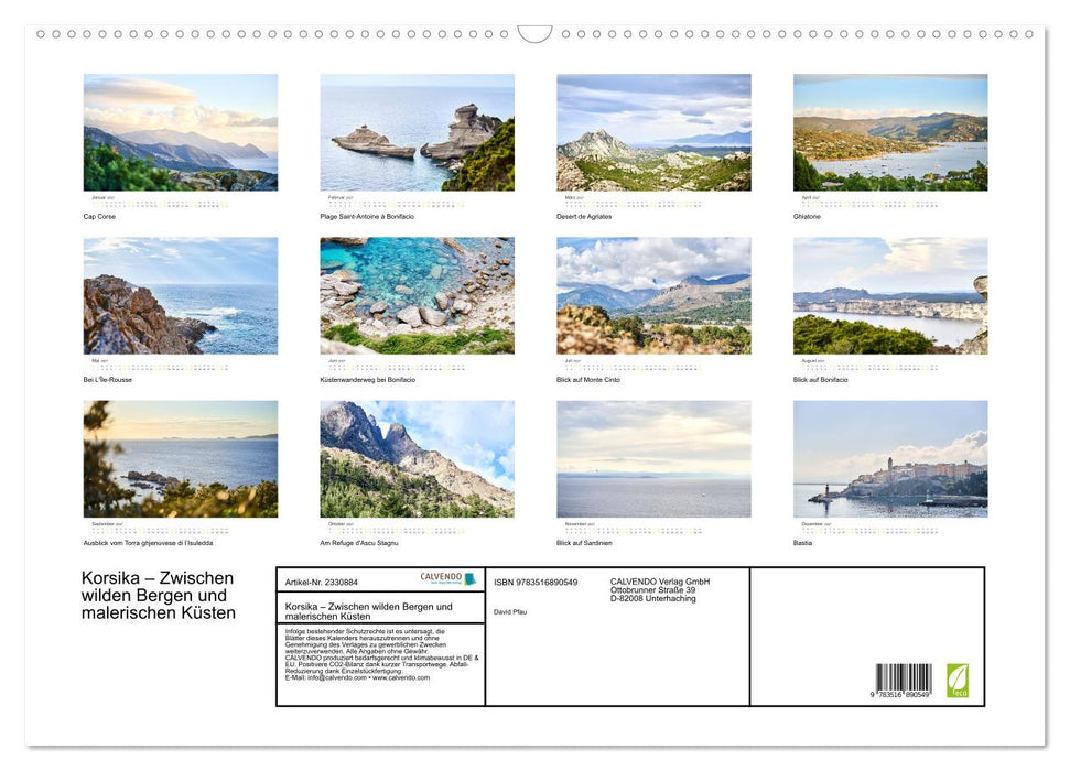 Korsika – Zwischen wilden Bergen und malerischen Küsten (CALVENDO Wandkalender 2027)