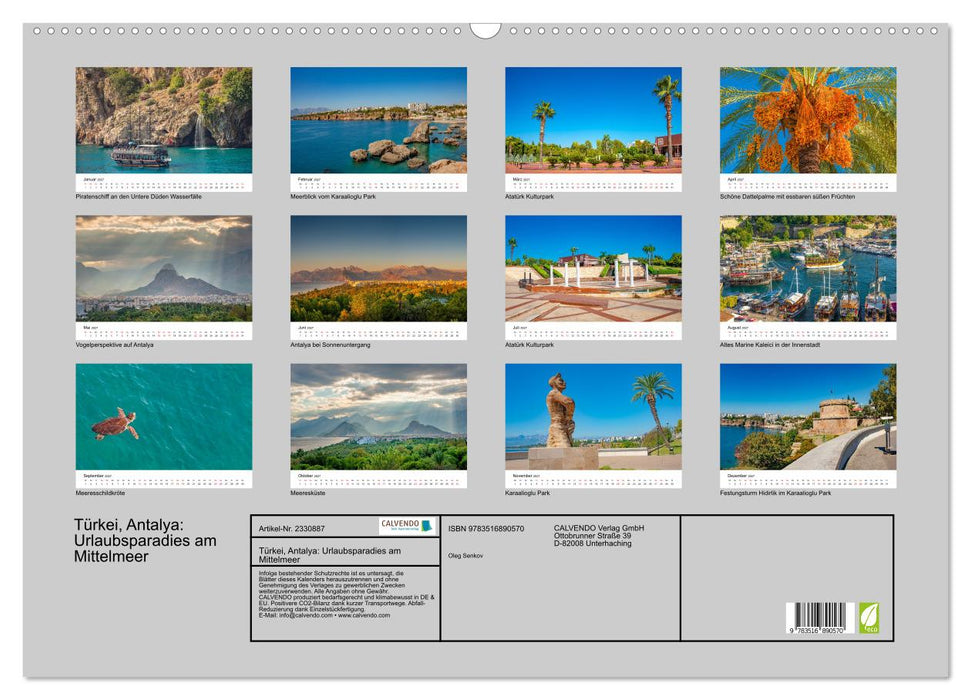 Türkei, Antalya: Urlaubsparadies am Mittelmeer (CALVENDO Wandkalender 2027)
