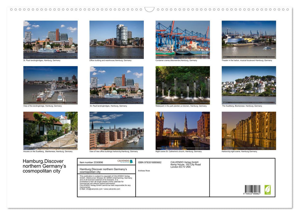 Hamburg.Discover northern Germany’s cosmopolitan city (CALVENDO Monthly Calendar 2027)