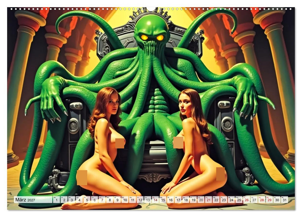 Retro Space Girls - Spicy Galactic Fantasies (CALVENDO Premium Wandkalender 2027)