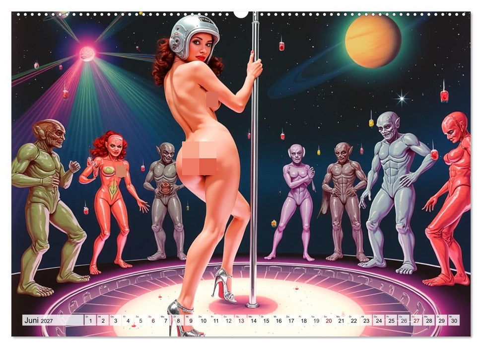 Retro Space Girls - Spicy Galactic Fantasies (CALVENDO Premium Wandkalender 2027)