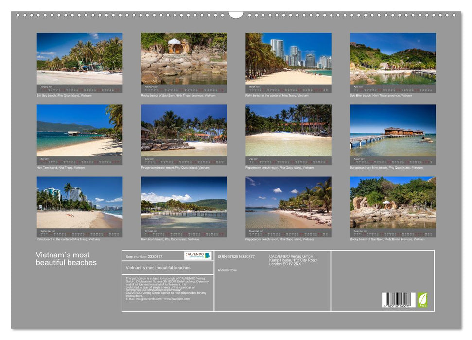 Vietnam`s most beautiful beaches (CALVENDO Monthly Calendar 2027)