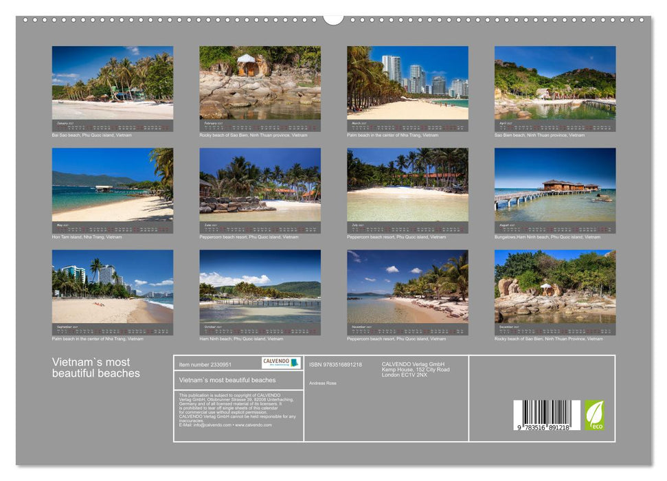 Vietnam`s most beautiful beaches (CALVENDO Premium-Calendar 2027)