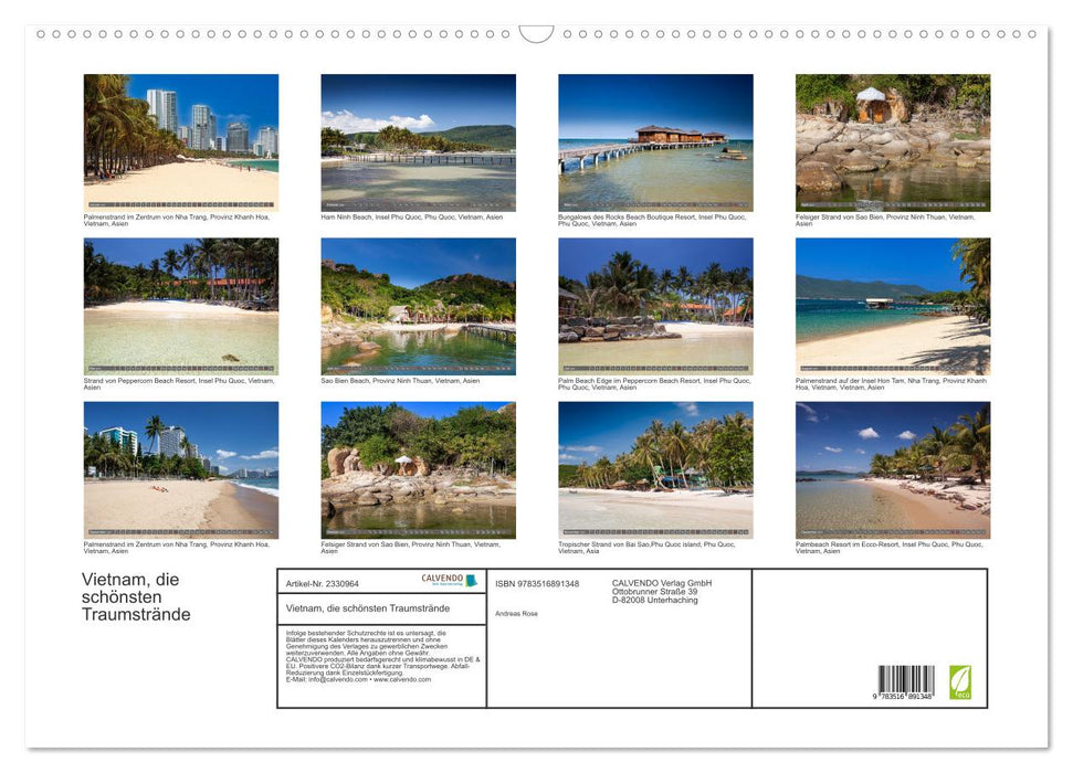 Vietnam, die schönsten Traumstrände (CALVENDO Wandkalender 2027)