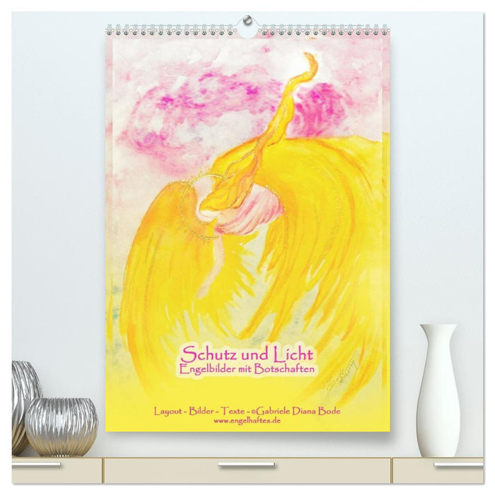 Schutz und Licht: Engelbilder mit Botschaften (CALVENDO Premium Wandkalender 2027)